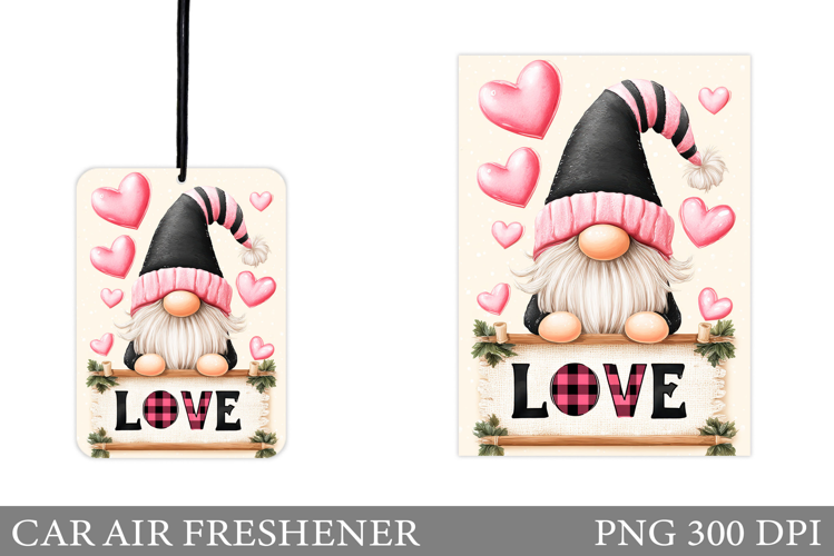 Cute Gnome Car Air Freshener. Valentines Car Air Freshener