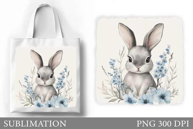 Cute Bunny Tote Bag Design. Bunny Sublimation example image 1