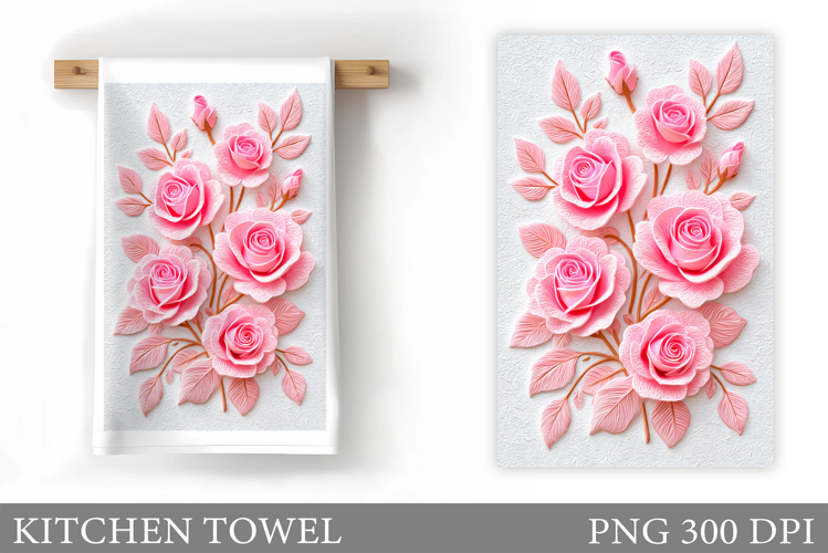 Roses Kitchen Towel. Flowers Kitchen Towel Design