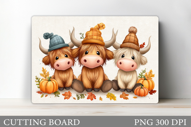 Highland Cow Cutting Board. Fall Cow Cutting Board Design