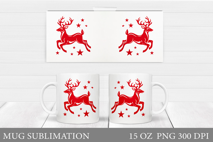 Christmas Deer Mug Design. Cute Deer Mug Sublimation