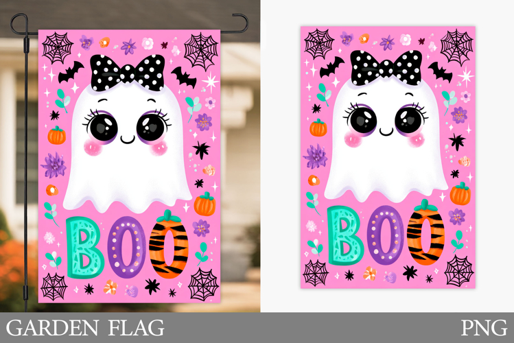 Cute Ghost Garden Flag. Halloween Garden Flag Design
