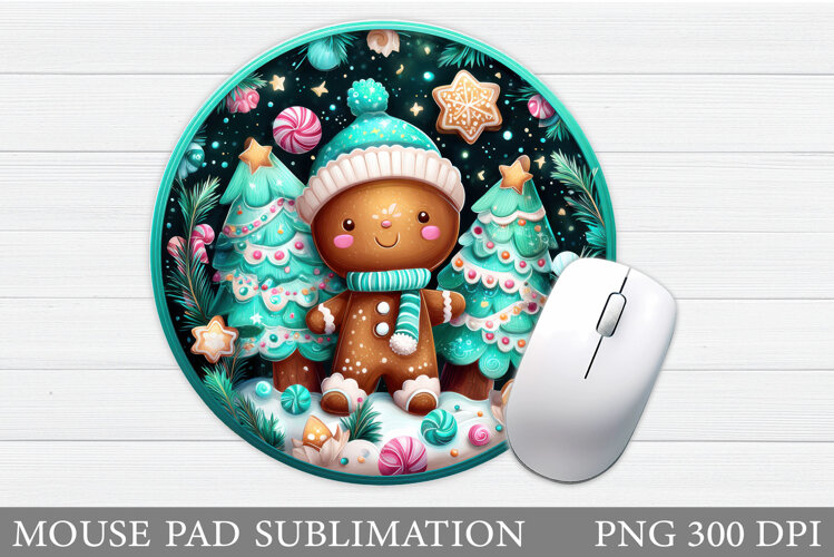 Cute Gingerbread Mouse Pad. Christmas Mouse Pad Design example image 1