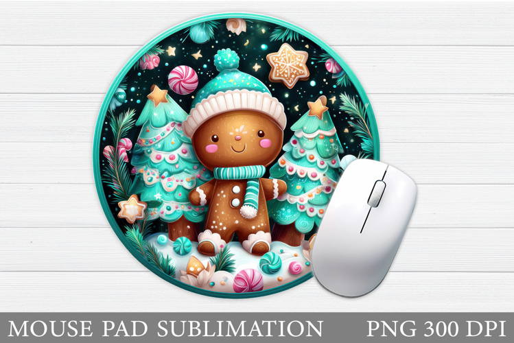 Cute Gingerbread Mouse Pad. Christmas Mouse Pad Design