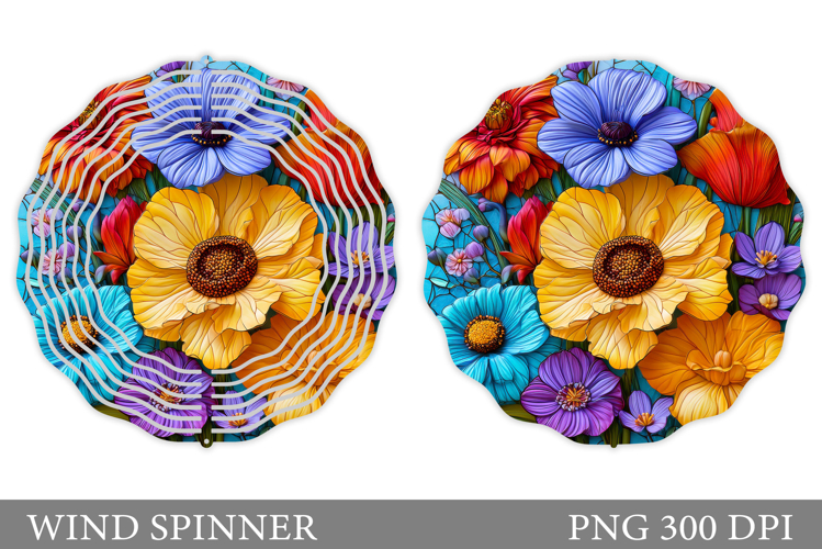 Flowers Wind Spinner Design. Floral Wind Spinner Sublimation
