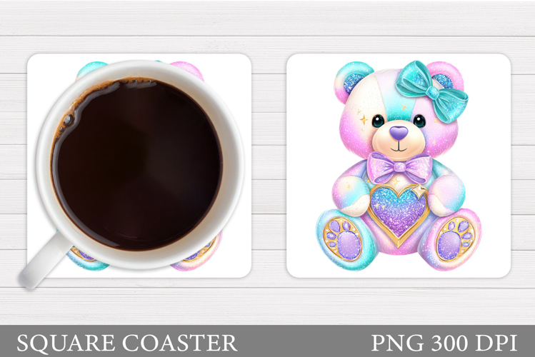 Iridescent Bear Coaster. Valentines Bear Coaster Design