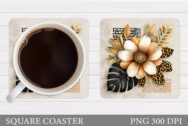 Flowers Coaster Sublimation. Floral Coaster Design