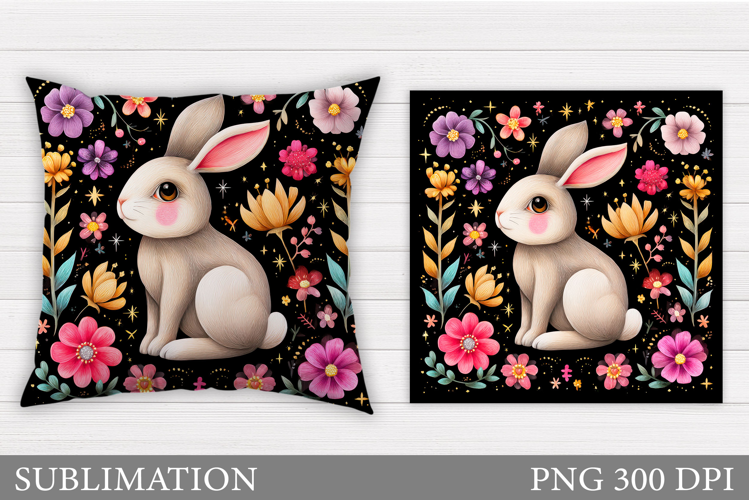 Cute Bunny Pillow Design. Cute Bunny Sublimation