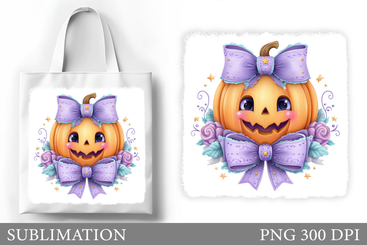 Halloween Pumpkin Sublimation. Cute Pumpkin Tote Bag Design