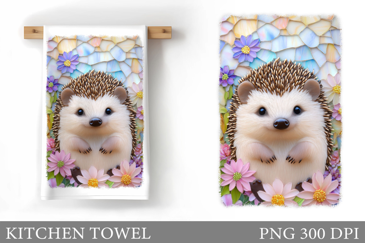 Cute Hedgehog Kitchen Towel. Cute Hedgehog Sublimation