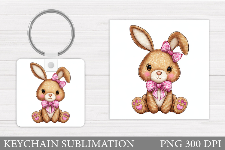 Cute Bunny Keychain. Spring Bunny Keychain Sublimation