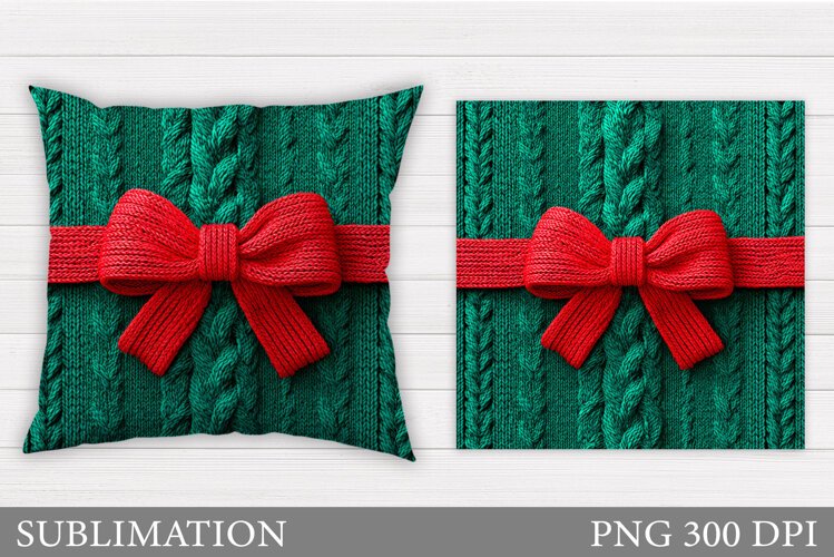 Christmas Bow Pillow Design. Christmas Pillow Sublimation example image 1
