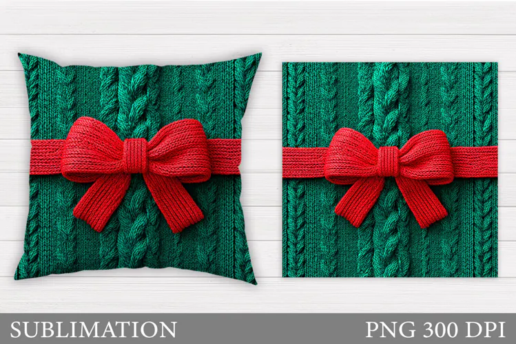 Christmas Bow Pillow Design. Christmas Pillow Sublimation