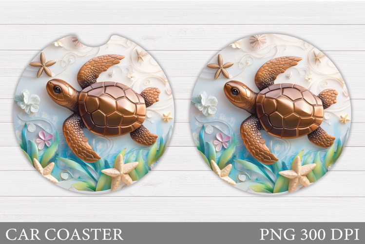 3D Turtle Car Coaster Design. Turtle Car Coaster Sublimation