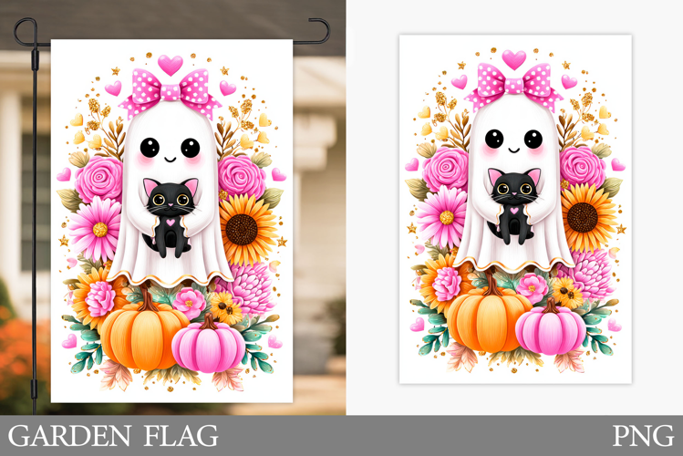 Ghost Garden Flag Sublimation. Halloween Garden Flag Design