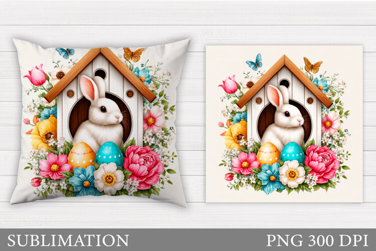 Easter Bunny Pillow Design. Easter Bunny Sublimation example image 1
