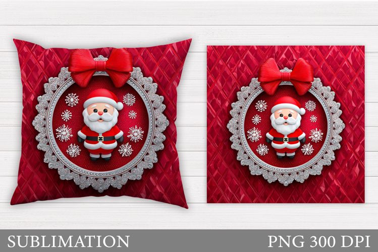 Santa Claus Pillow Design. Christmas Pillow Sublimation