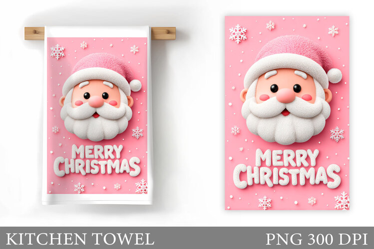 Santa Claus Kitchen Towel. Christmas Kitchen Towel Design example image 1