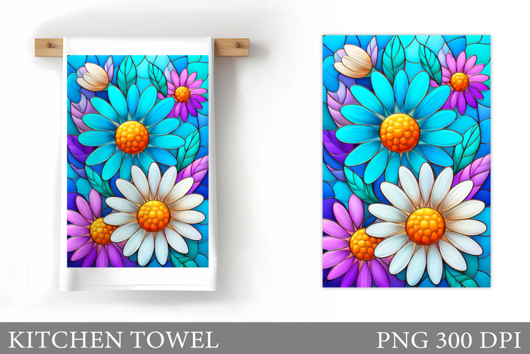 Floral Kitchen Towel Design. Flowers Kitchen Towel