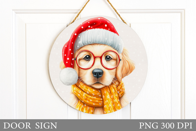 Christmas Dog Door Sign. Christmas Door Sign Sublimation