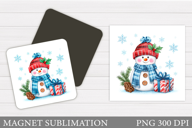 Snowman Magnet Sublimation. Christmas Magnet Design
