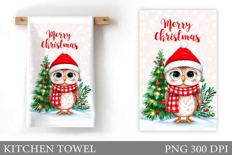 Christmas Owl Kitchen Towel. Christmas Owl Kitchen Towel
