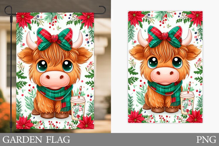 Fall Cow Garden Flag Design. Fall Garden Flag Sublimation example image 1