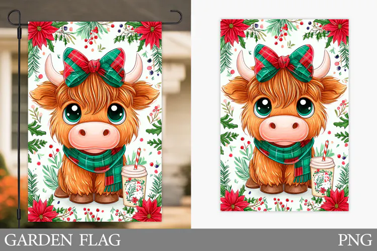 Fall Cow Garden Flag Design. Fall Garden Flag Sublimation