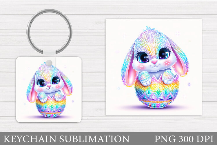 Easter Bunny Keychain Sublimation. Easter Keychain Design example image 1