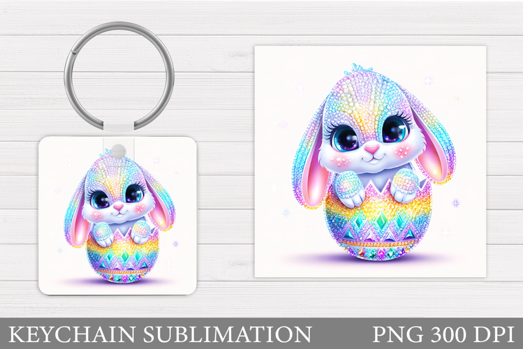 Easter Bunny Keychain Sublimation. Easter Keychain Design