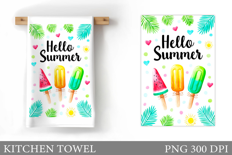 Summer Kitchen Towel Design. Ice Cream Kitchen Towel
