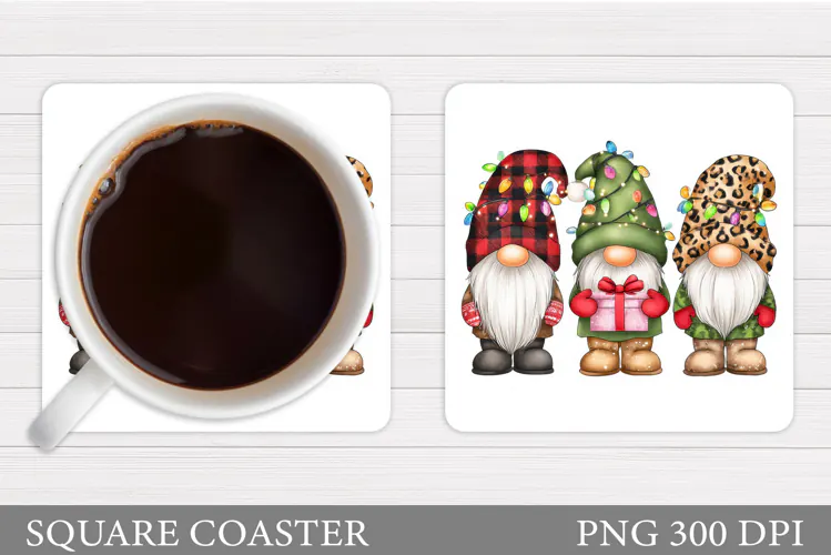 Christmas Gnome Coaster. Christmas Coaster Sublimation