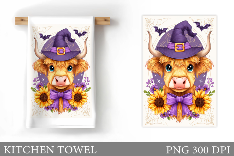 Halloween Cow Kitchen Towel. Halloween Cow Sublimation