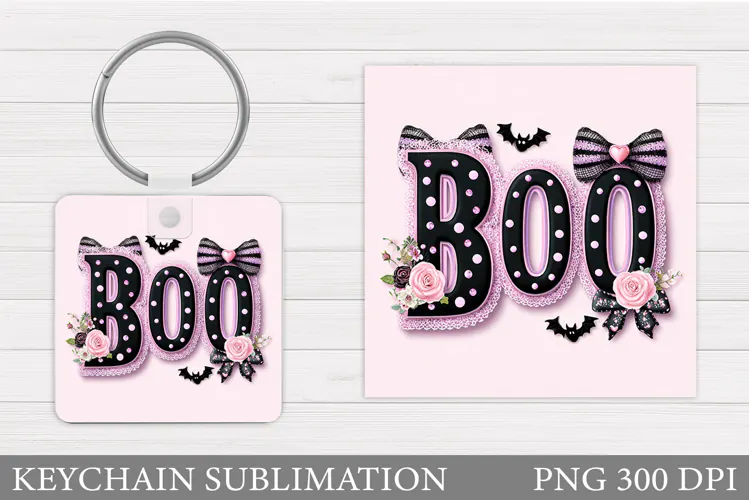 Boo Keychain Sublimation. Halloween Keychain Design