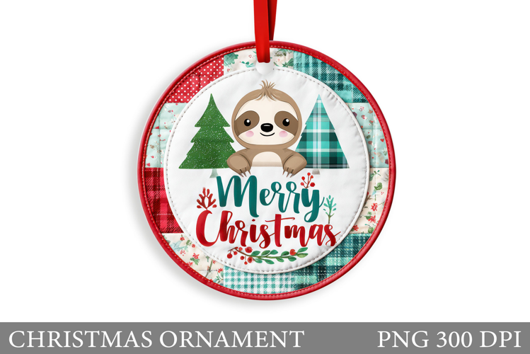 Cute Sloth Christmas Ornament. Christmas Sloth Sublimation