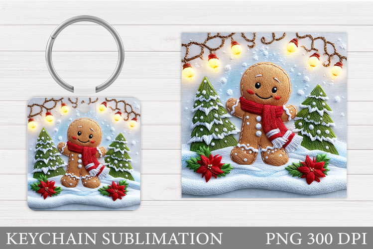 Cute Gingerbread Keychain. Christmas Keychain Sublimation
