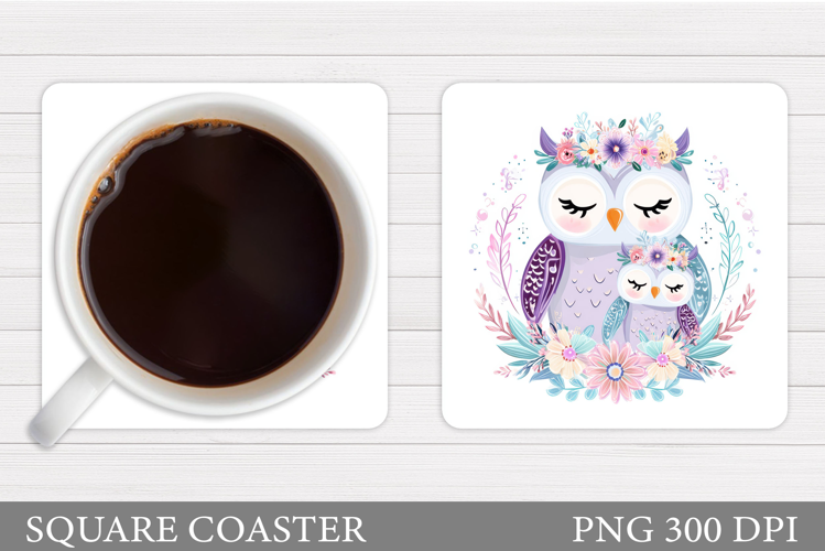 Cute Owls Coaster Design. Cute Owls Sublimation