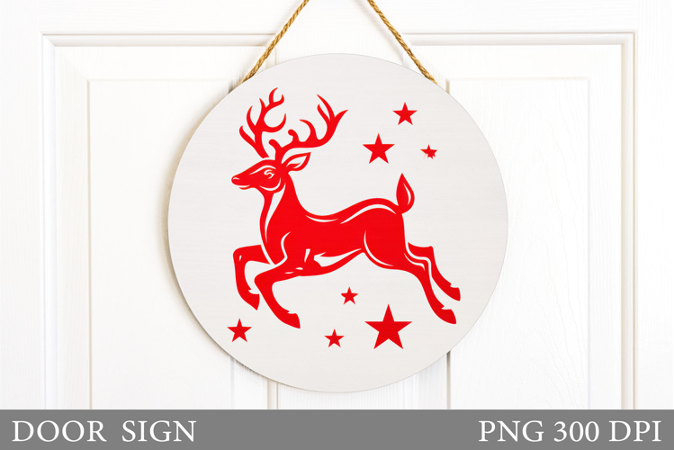 Christmas Deer Door Sign. Christmas Door Sign Sublimation
