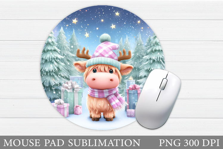 Christmas Cow Mouse Pad. Christmas Mouse Pad Sublimation