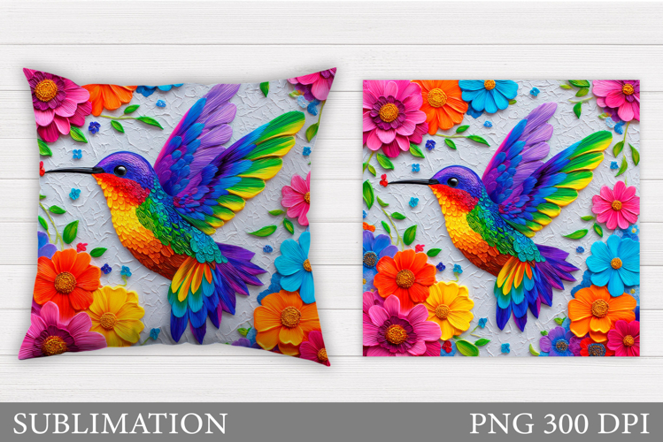 Hummingbird Pillow Design. Hummingbird Sublimation example image 1