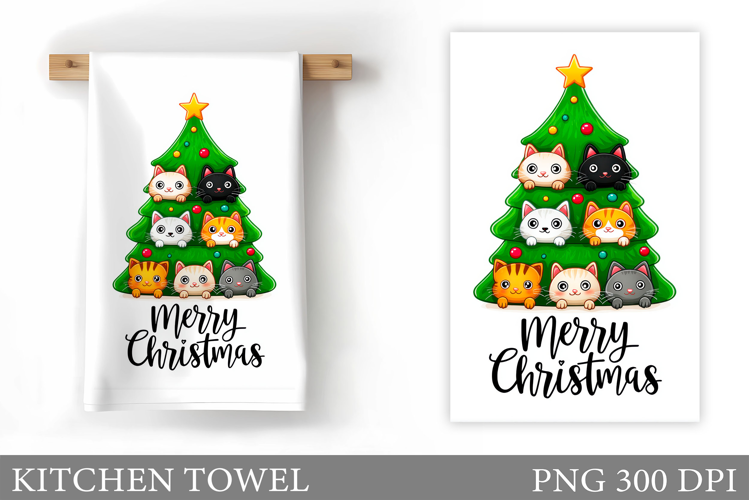 Christmas Cat Kitchen Towel. Christmas Kitchen Towel Design