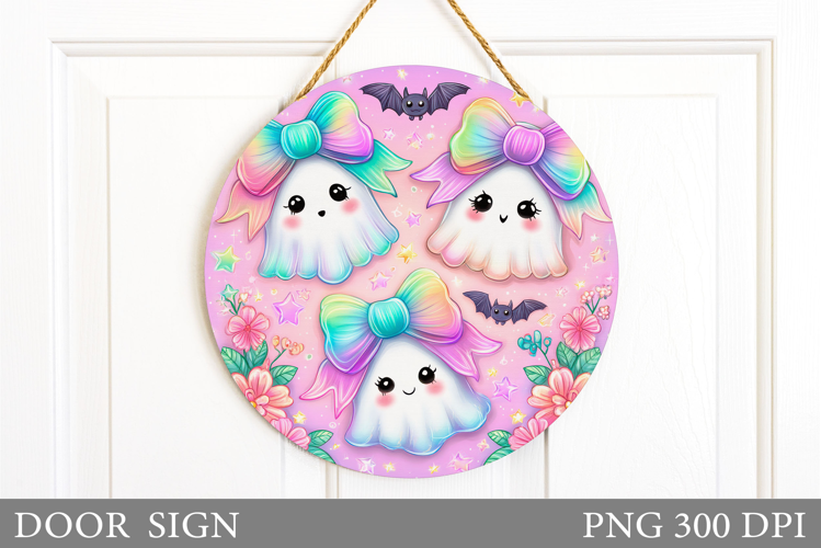 Cute Ghost Door Sign Design. Halloween Door Sign Sublimation