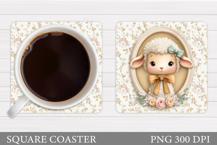 Cute Lamb Coaster Design. Cute Lamb Sublimation