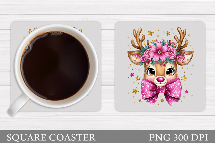 Christmas Deer Coaster Design. Christmas Coaster Sublimation