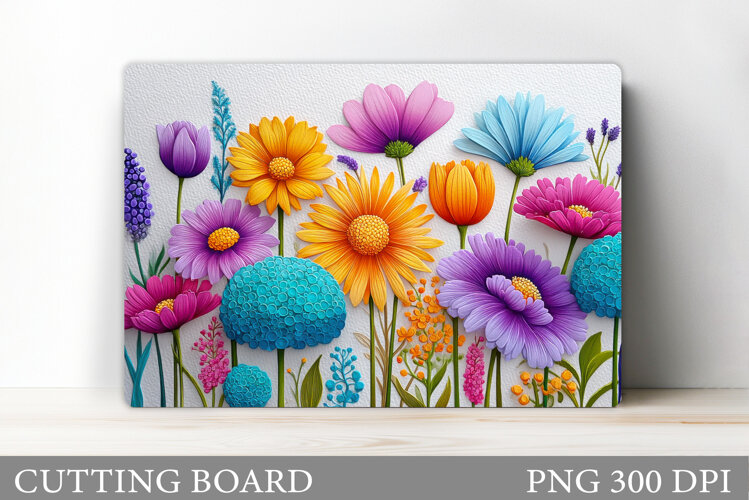 Wildflowers Cutting Board. Flowers Cutting Board Sublimation example image 1