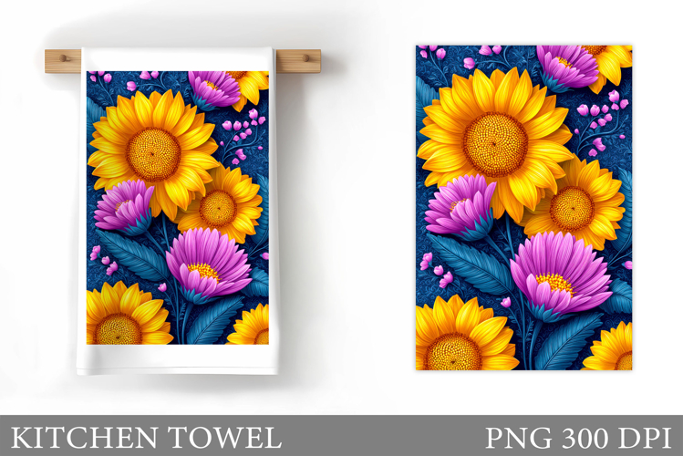 Flowers Kitchen Towel. Floral Kitchen Towel Sublimation