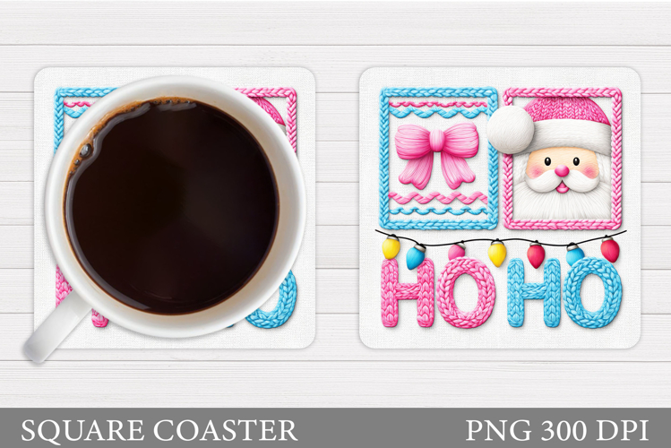 Cute Santa Coaster Sublimation. Santa Claus Coaster Design