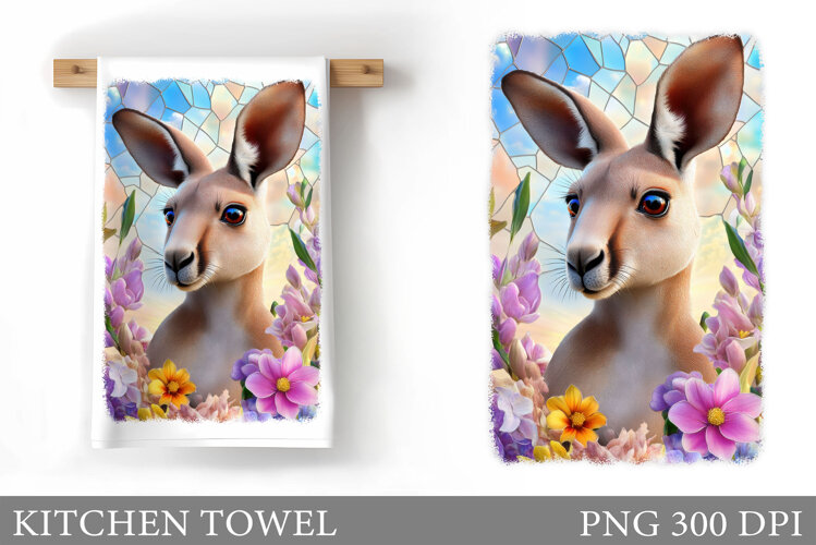 Cute Kangaroo Kitchen Towel. Cute Kangaroo Sublimation example image 1