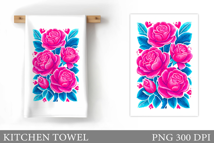 Roses Kitchen Towel. Flowers Kitchen Towel Design