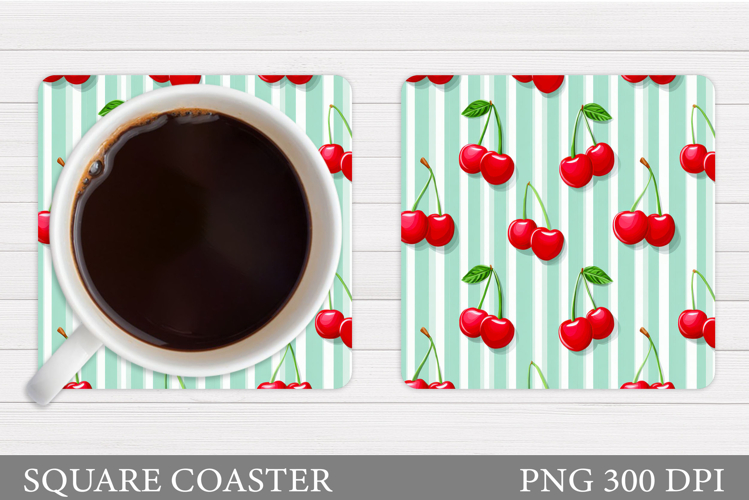 Cherry Coaster Sublimation. Berries Coaster Design